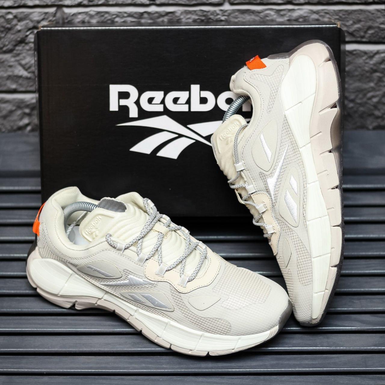 Чоловічі кросівки Reebok Zig Kinetica (сірі з бежевим) стильні демісезонні повсякденні кроси 2260 топ, фото 1