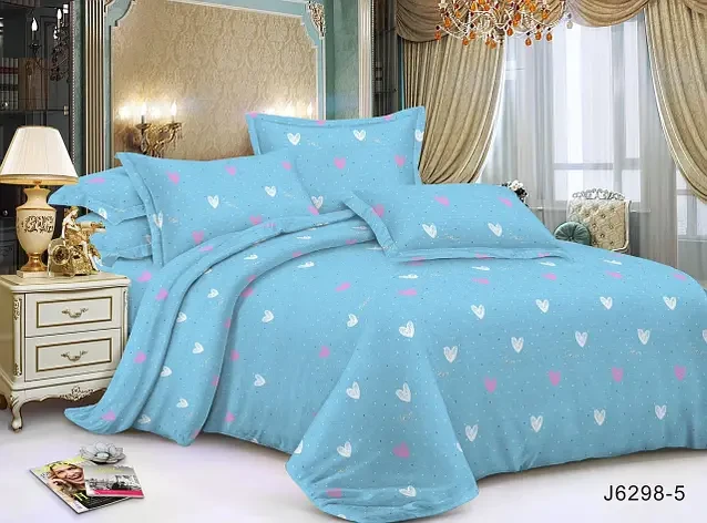 Постільний комплект двоспальний 180*220 Бязь Економ бавовна, поліестер (20553) Сучасна постільна білизна, фото 1