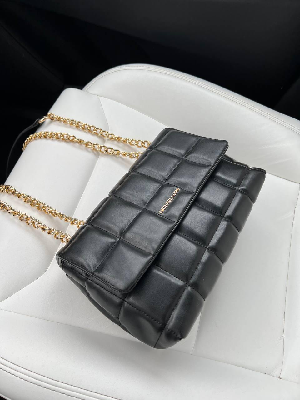 Жіноча подарункова сумка клатч Michael Kors Bag New Black (чорна) BONO103746 стильна сумочка на довгій цепо топ