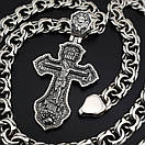 Срібна цепочка з хрестиком чоловіча. Двосторонній срібний хрест св Миколай і чоловічий ланцюжок бісмарк, фото 6