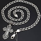 Срібна цепочка з хрестиком чоловіча. Двосторонній срібний хрест св Миколай і чоловічий ланцюжок бісмарк, фото 9