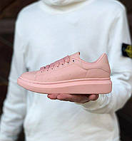 Женские кроссовки Alexander McQueen Oversized Sneakers Pink (розовые) модные крутые кроссы PD6232 топ