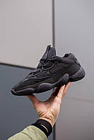 Мужские кроссовки Adidas Yeezy Boost 500 Utility Black (чёрные) модные спортивные кроссы М0362 cross