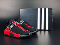 Женские кроссовки Adidas NMD Human RACE (чёрные с красным) модные лёгкие весенние кроссы В11532 топ