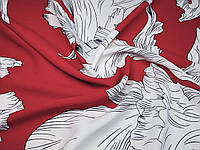 Американский креп рисунок крупный орнамент, красный | 2,5