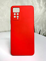 Силиконовый чехол с микрофиброй для Xiaomi Redmi Note 11 / 11S красный тонкий матовый