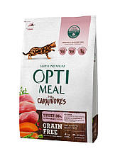Корм сухий беззерновий для дорослих котів OPTI MEAL - ІНДИЧКА і овочі 4 кг