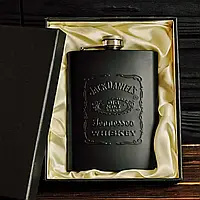 Подарочная фляга "Jack Daniel's" для алкогольных напитков (черная; матовое покрытие)