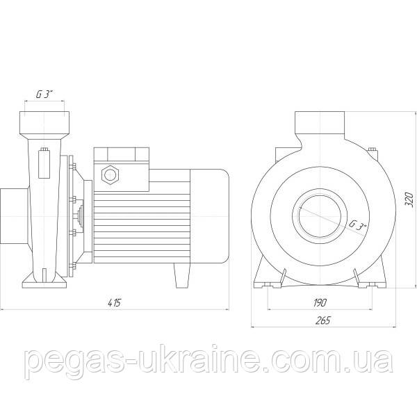 Насос вiдцентровий BP-7B 2,2 кВт SAER (63,0 м3/год, 19,4 м) однофазний - фото 5 - id-p1799075389