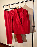 Жіночий брючний костюм яскраво-червоний віскоза бавовна