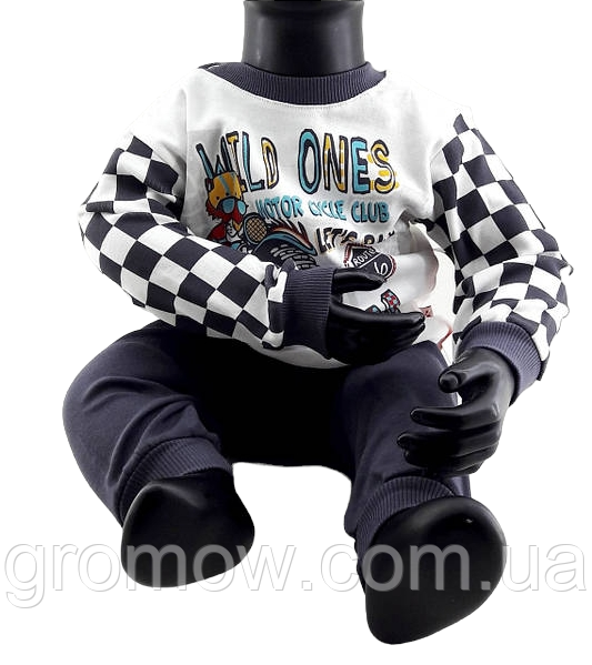 Спортивний костюм 9, 18 місяців Туреччина трикотажний для новонародженого хлопчика білий (КДНМ33), фото 1