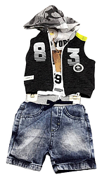 Костюм 6, 18 місяців Туреччина літній трикотажний для новонародженого хлопчика синій (КДНМ10)