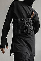 Черная сумка через плечо с внешними карманами и карабинами для ключей