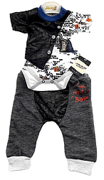 Костюм 3, 6, 9 місяців Туреччина для новонародженого комплекту на хлопчика літній сірий (КДМ2411)