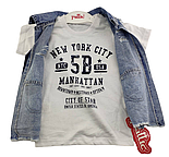 Костюм 6, 9 місяців Туреччина літній трикотажний для новонародженого хлопчика синій (КДМН54), фото 3