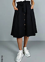 Трендовая женская модная коттоновая юбка миди р. 44 черный