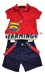 Костюм 6, 9, 12, 18 місяців Туреччина літній трикотажний для новонародженого хлопчика червоний (КДМН56)