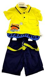 Костюм 12, 18 місяців літній трикотажний для новонародженого хлопчика жовтий (КДНМ58)