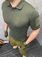 Тактическая футболка поло олива Армейская футболка поло с воротником Военная футболка поло олива
