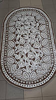 Турецкий ковер Eldora с рельефным рисунком овал бежевый 1.2 x 2 м