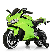 Детский электромобиль мотоцикл Racer свет колес Bambi M 4104ELS-5 зеленый автопокраска
