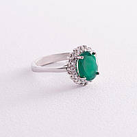 Серебряное кольцо (хризопраз, фианиты) 111477 ZIPMARKET