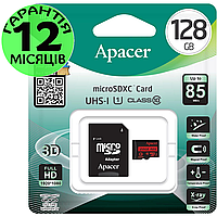 Карта памяти 128 Гб Apacer microSDXC UHS-I Class 10, micro sd на телефон, флеш карта микро сд для телефона