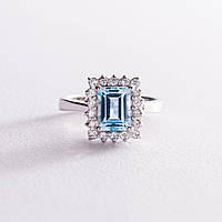 Серебряное кольцо с голубым топазом и фианитами 111448 ZIPMARKET