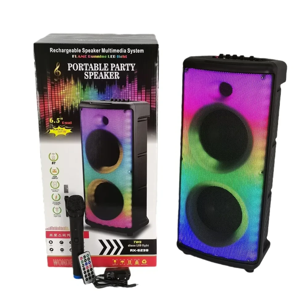 Акустична система RX-6238 (6,5"x2+tweeter) (30 W) (Бесдровідний мікрофон) (4000mAh) (Пульт), фото 1