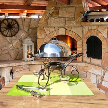 Садж для підігріву шашлика Фараон 28см з соусницями