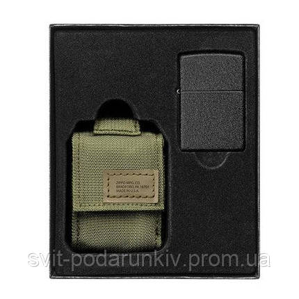 Подарунковий набір Zippo: тактичний чохол Tactical Pouch олива + запальничка Zippo Black Crackle, фото 2