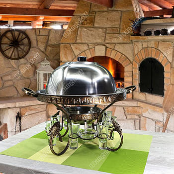 Садж "Фараон" діаметром 28см з соусницями, чарками та щипцями для м'яса