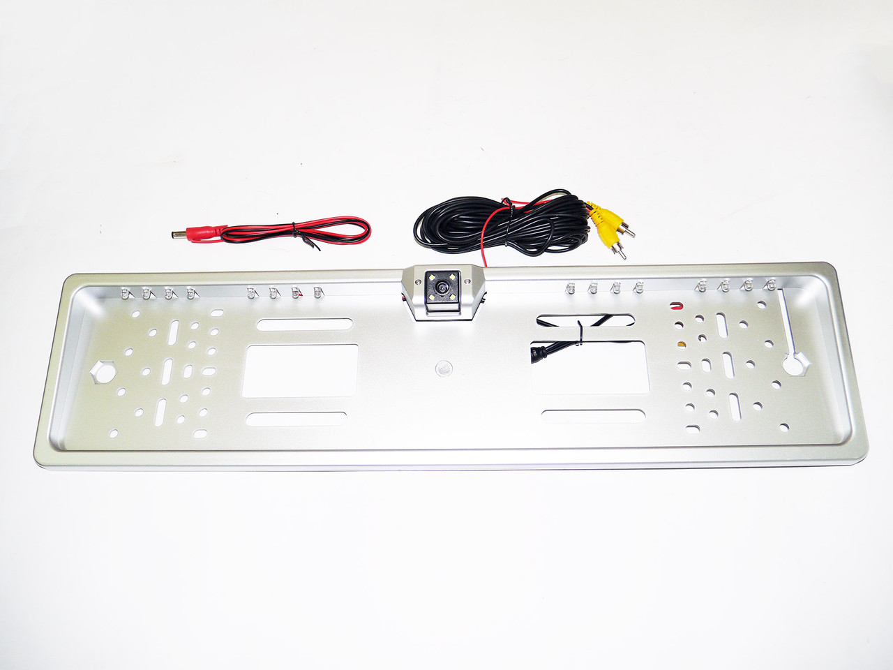 Камера заднього огляду в рамці автомобільного номера з LED-підсвіткою Сіра