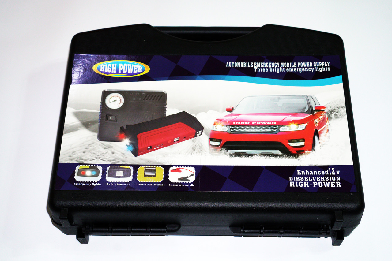 Car jump starter 20000 mAh Power Bank зарядно-пусковий пристрій для машини 4хUSB+Фонарик + КОМПРЕСОР