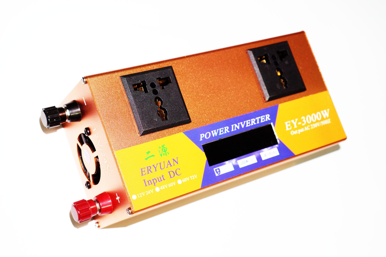 Перетворювач (інвертор) 12 V-220 V 3000 W LCD Gold