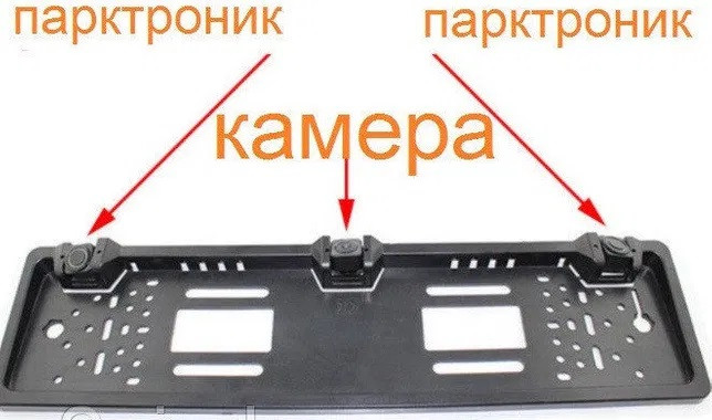 Рамка для номерного знака з камерою заднього огляду та парктроніком 3 в 1