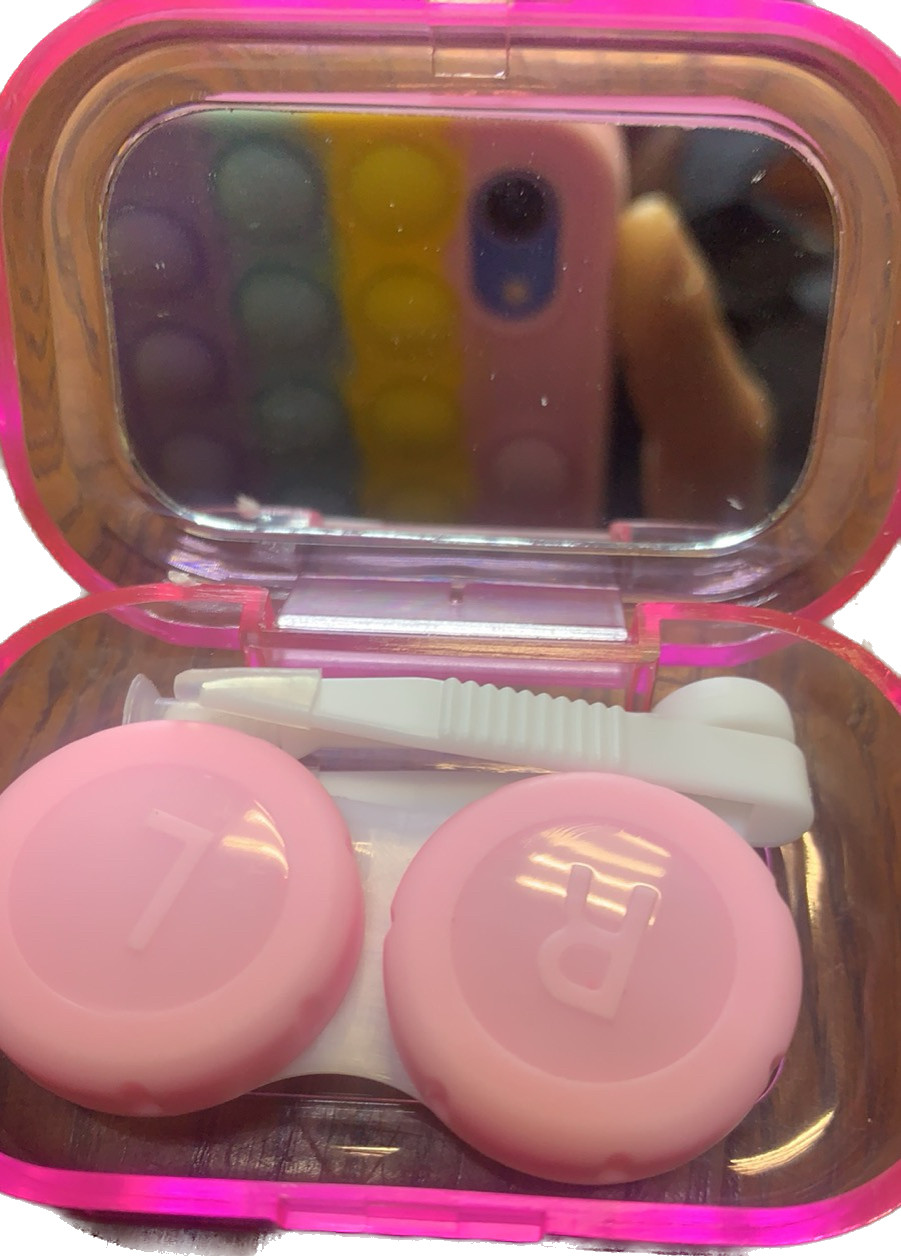 Футляр для лінз прозорий рожевий, фото 1