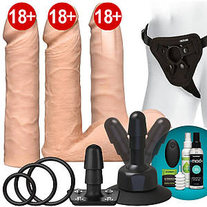 Набор для страпона Doc Johnson Vac-U-Lock VIBRATING Dual Density ULTRASKYN Set