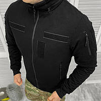 Демисезонная мужская Куртка Logos с липучками под Шевроны / Водонепроницаемый Бомбер рип-стоп черный размер