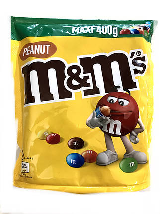 Драже Арахіс у Шоколаді та Кольоровій Глазурі M&M's Peanut MAXI 400 г Німеччина, фото 2