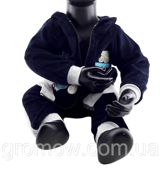 Спортивний костюм 9, 18 місяців трикотажний для новонародженого хлопчика синій (КДНМ11), фото 1