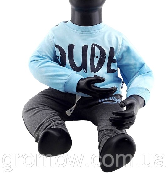 Спортивний костюм 9 місяців Туреччина трикотажний для новонародженого хлопчика блакитний (КДНМ39), фото 1