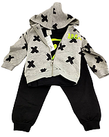Спортивный костюм 9, 12 месяцев Турция трикотажный для новорожденного мальчика серый (КДНМ52)