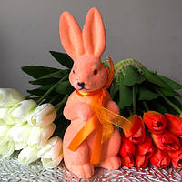 Оранжевый пасхальный кролик "велюровый" пластик