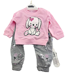 Спортивний костюм 9 місяців Туреччина трикотажний для новонародженої дівчинки рожевий (КДНМ122)