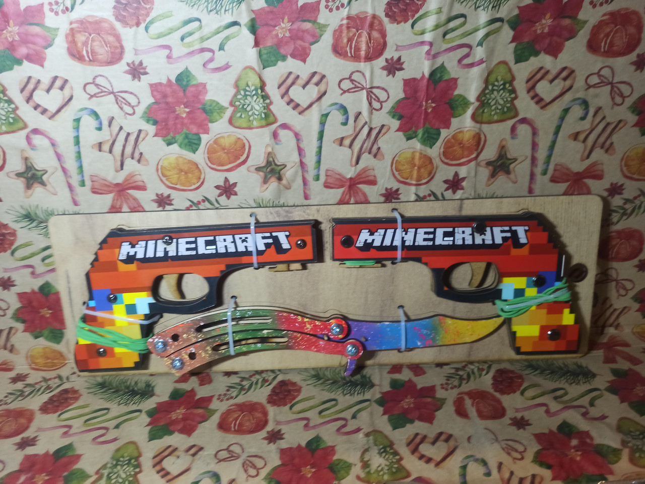 Дитячий набір Майнкрафт Minecraft . Два пістолети стріляють гумками і ніж метелик