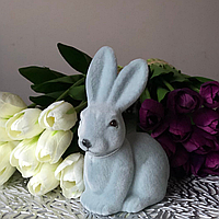 Серо-голубой пасхальный кролик с велюровым покрытием