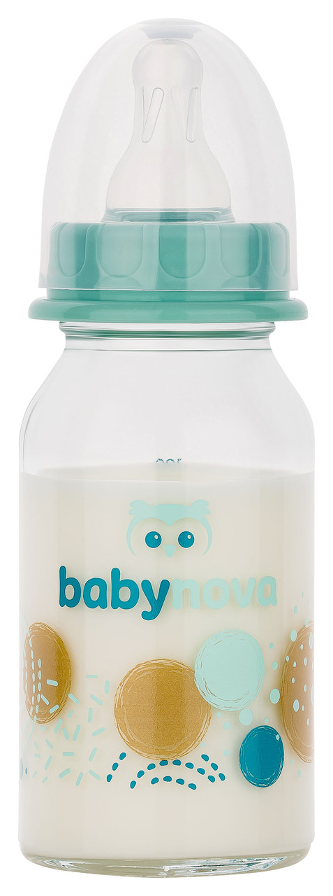 Пляшка скляна для хлопчика "Декор" Baby-Nova, 120мл