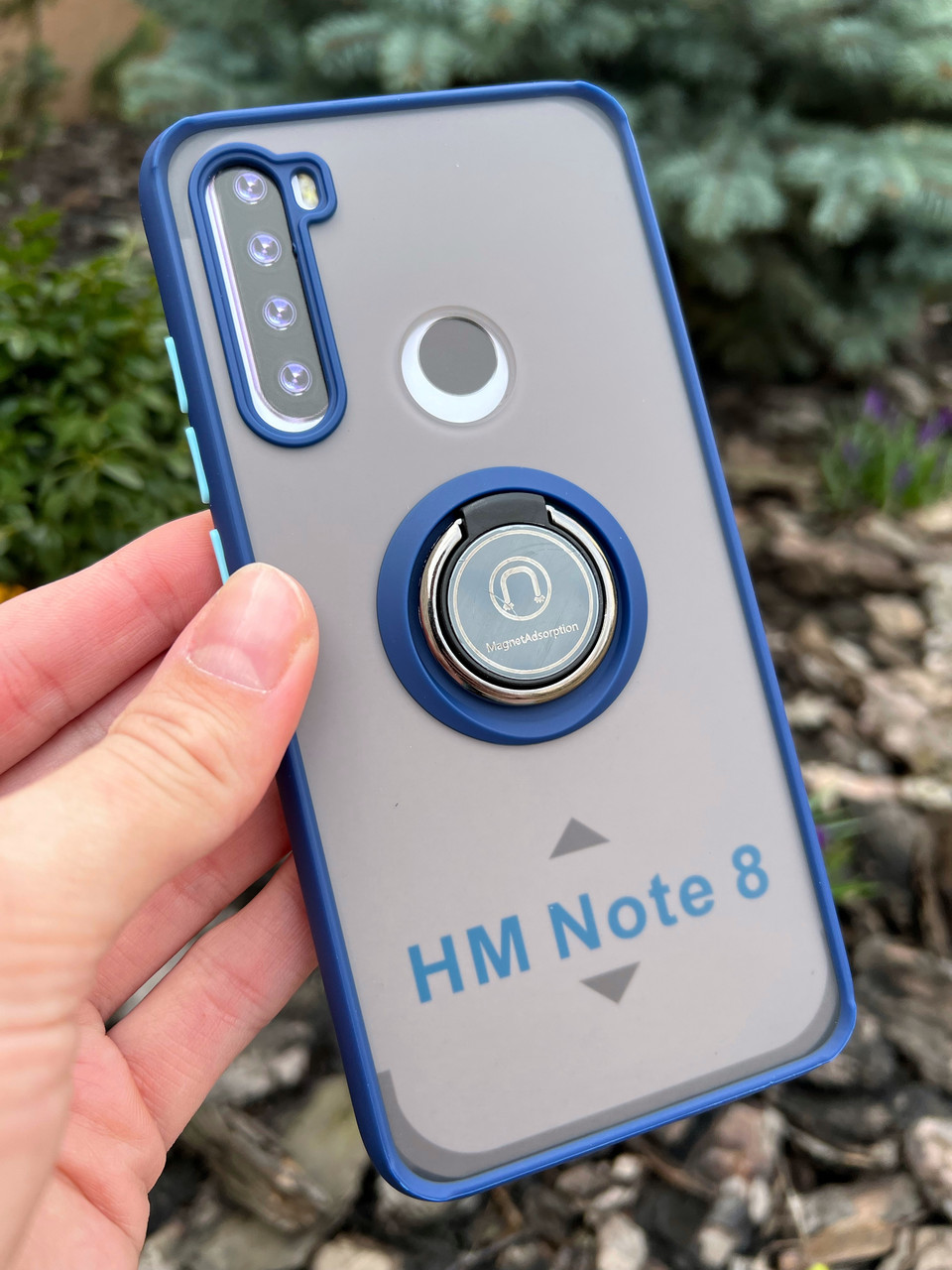 Протиударний чохол бампер GKK LikGus Magnetic Ring з підставкою для Xiaomi Redmi Note 8 Blue