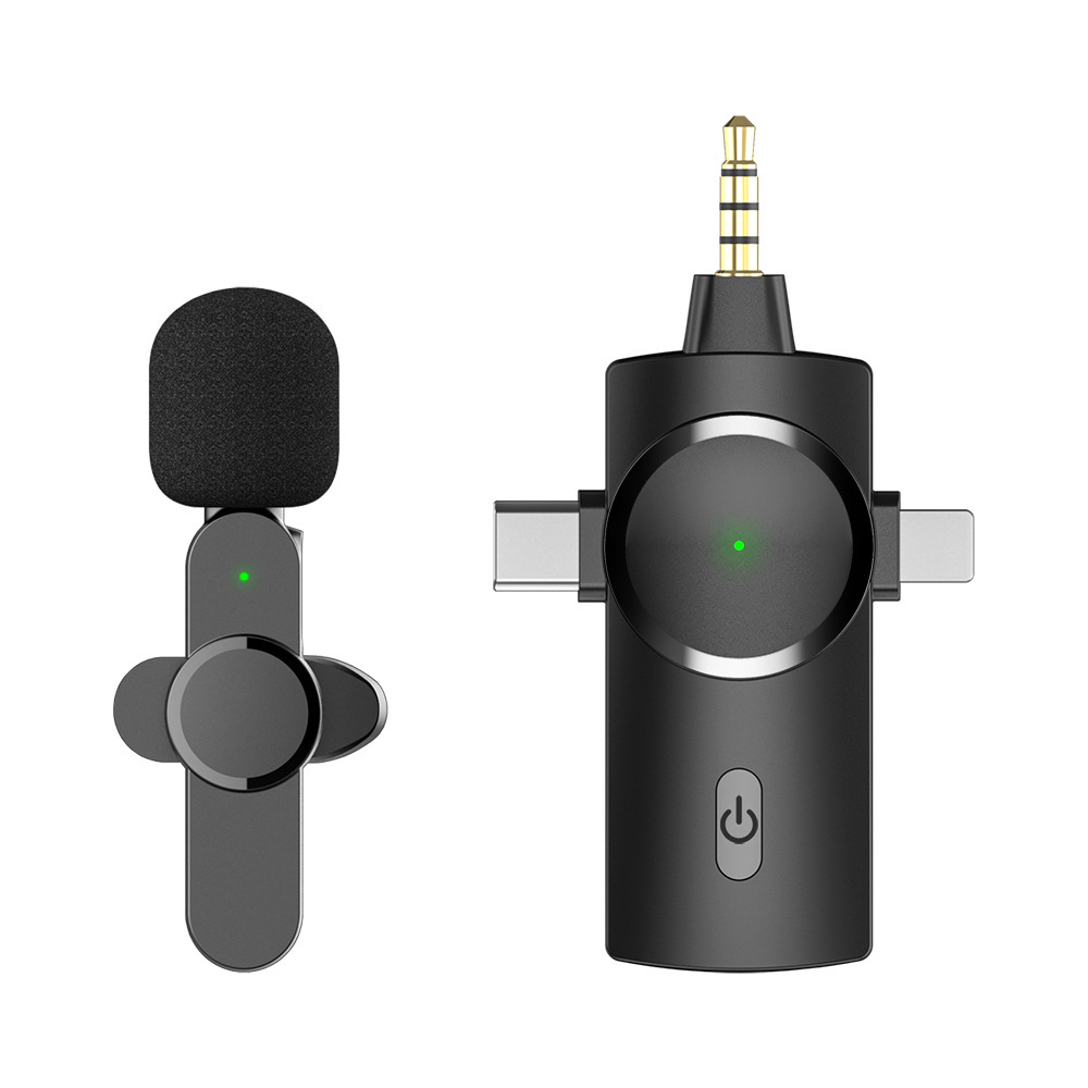 Бездротовий мікрофон 3в1 із затискачем для записування відео та прямих трансляцій, з функцією шумозаглушення
